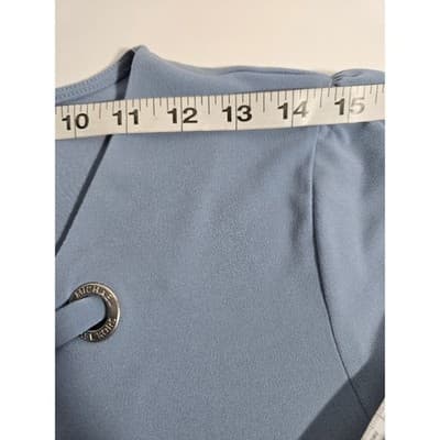 Michael Kors Blue Lace Up V Neck Short Sleeve Top Women Size L - Thumbnail 5