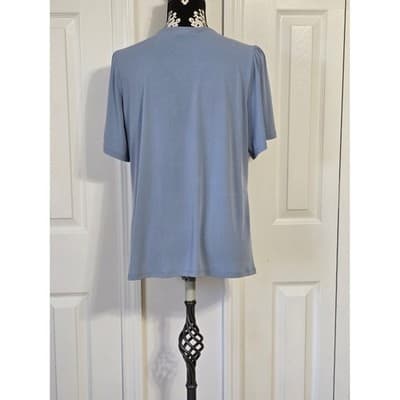 Michael Kors Blue Lace Up V Neck Short Sleeve Top Women Size L - Thumbnail 2