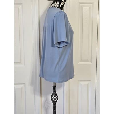 Michael Kors Blue Lace Up V Neck Short Sleeve Top Women Size L - Thumbnail 9