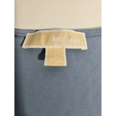 Michael Kors Blue Lace Up V Neck Short Sleeve Top Women Size L - Thumbnail 3