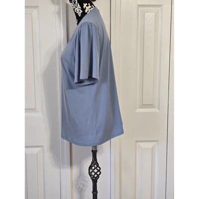 Michael Kors Blue Lace Up V Neck Short Sleeve Top Women Size L - Thumbnail 10