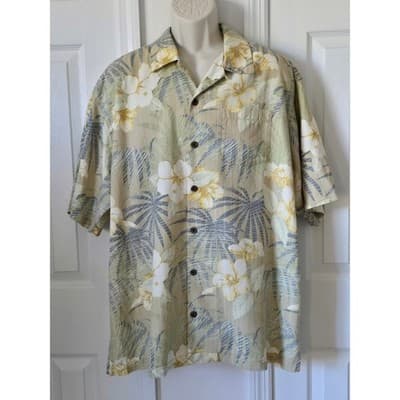 Mens Tropical Floral Aloha Shirt Short Sleeve Button Up Beach Vacation Casual - Image 1