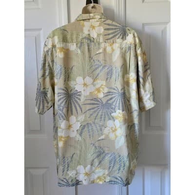 Mens Tropical Floral Aloha Shirt Short Sleeve Button Up Beach Vacation Casual - Thumbnail 2