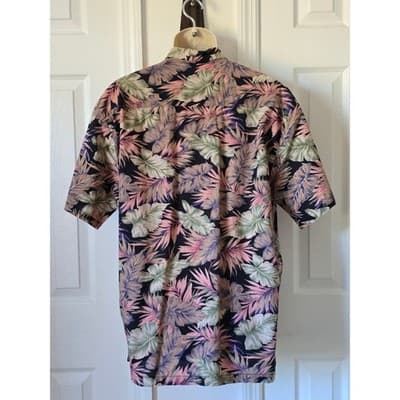 Paradise Blue Hawaiian Floral Short Sleeve Button Up Shirt Men's Size L - Thumbnail 9