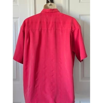 Bamboo Cay Men's Red Tropical Embroidered Short Sleeve Button Up Shirt Size M - Thumbnail 11