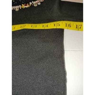 WHITE HOUSE BLACK MARKET Embellished Black Sweater 3/4 Sleeve Size S - Thumbnail 11