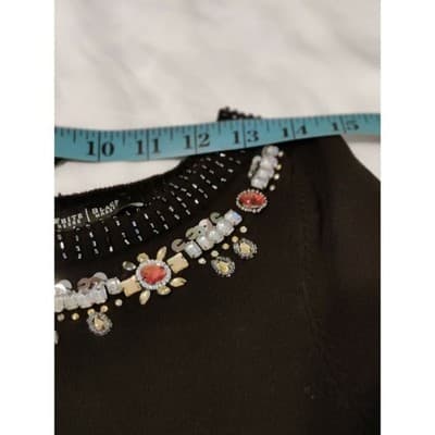 WHITE HOUSE BLACK MARKET Embellished Black Sweater 3/4 Sleeve Size S - Thumbnail 9