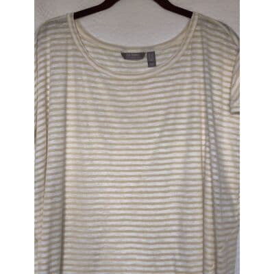 Lisa Rinna Collection Top W Striped Pullover Top White Gold Womens Plus 1X - Thumbnail 3