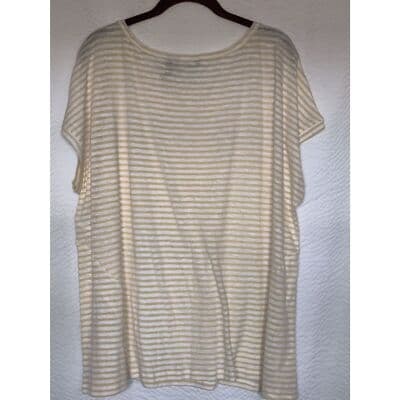 Lisa Rinna Collection Top W Striped Pullover Top White Gold Womens Plus 1X - Thumbnail 5