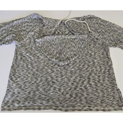 Marled Knit Hoodie Long Sleeve Pullover Casual Athleisure Top - Thumbnail 2