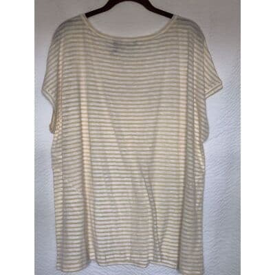 Lisa Rinna Collection Top W Striped Pullover Top White Gold Womens Plus 1X - Thumbnail 2