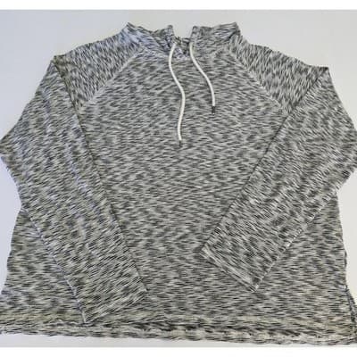 Marled Knit Hoodie Long Sleeve Pullover Casual Athleisure Top - Image 1