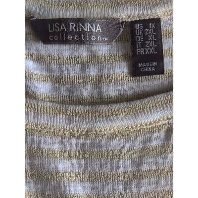 Lisa Rinna Collection Top W Striped Pullover Top White Gold Womens Plus 1X - Thumbnail 4