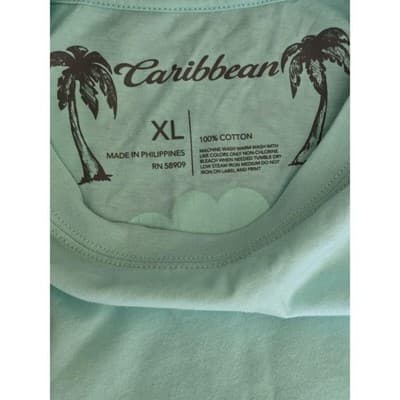 Caribbean Mens XL Cotton Graphic T Shirt Staycation Relocation Beach Palms - Thumbnail 3
