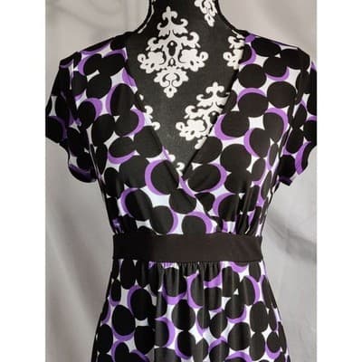 Motherhood Maternity Wrap Dress Short Sleeve V-Neck Geometric Print Womens Small - Thumbnail 3