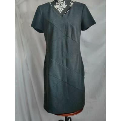 AGB Sheath Stretch Knit Dress Short Sleeve V-Neck Women's Green Size 12 - Image 1