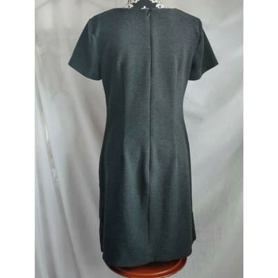 AGB Sheath Stretch Knit Dress Short Sleeve V-Neck Women's Green Size 12 - Thumbnail 2