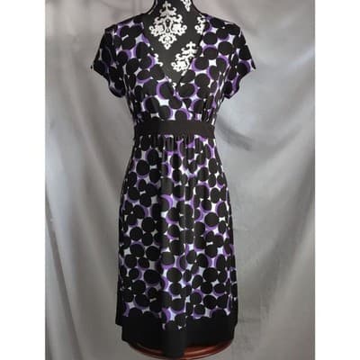 Motherhood Maternity Wrap Dress Short Sleeve V-Neck Geometric Print Womens Small - Image 1