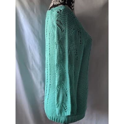 Fever Knit Sweater Open Weave Pullover Long Sleeve Scoop Neck Womens Size Medium - Thumbnail 4