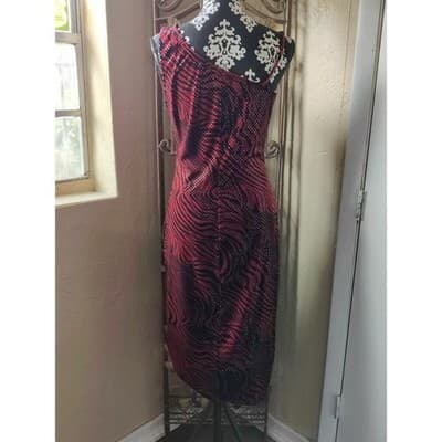 My Michelle Red/Black One Shoulder Asymmetrical Hem Dress Size Large - Thumbnail 2