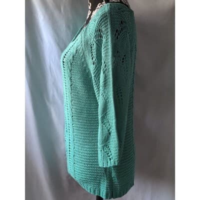 Fever Knit Sweater Open Weave Pullover Long Sleeve Scoop Neck Womens Size Medium - Thumbnail 5