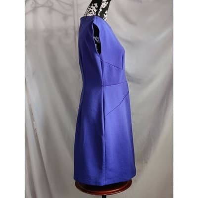 AGB Cap Sleeve A-Line Dress Layered Seersucker Striped Blue Womens Size 12 - Thumbnail 3