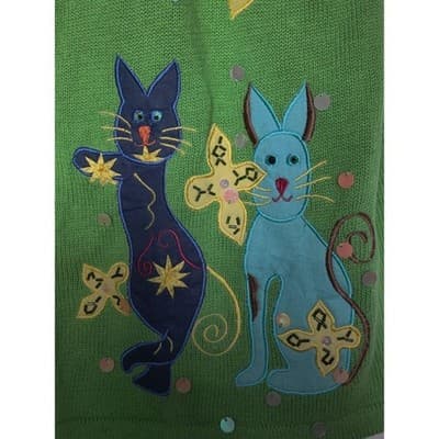 Vtg Ashlyn Kate Womens Green V Neck Short Sleeve Cardigan Sweater Sz S - Thumbnail 5