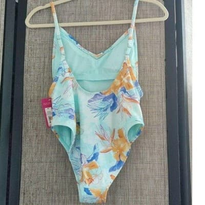 Xhilaration Girls Aqua Floral One Piece Swimsuit Size Medium - Thumbnail 3