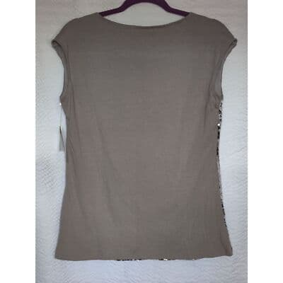 Liz Claiborne Tank Top Women Med Grey Sequins Animal Print Stretch - Thumbnail 5