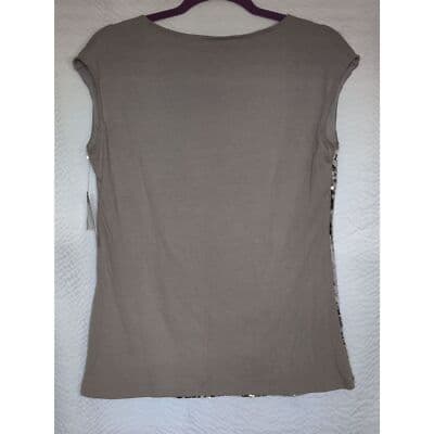 Liz Claiborne Tank Top Women Med Grey Sequins Animal Print Stretch - Thumbnail 2
