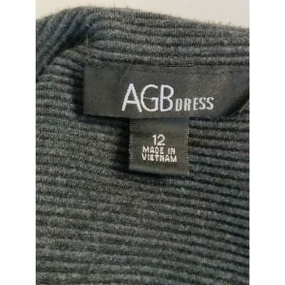 AGB Sheath Stretch Knit Dress Short Sleeve V-Neck Women's Green Size 12 - Thumbnail 3