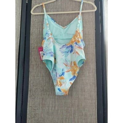 Xhilaration Girls Aqua Floral One Piece Swimsuit Size Medium - Thumbnail 4
