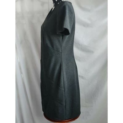 AGB Sheath Stretch Knit Dress Short Sleeve V-Neck Women's Green Size 12 - Thumbnail 10