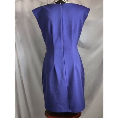 AGB Cap Sleeve A-Line Dress Layered Seersucker Striped Blue Womens Size 12 - Thumbnail 4