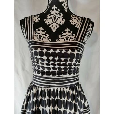 Nine West Womens Fit & Flare Dress Sleeveless Polka Dot Black & White Size 6 - Thumbnail 7