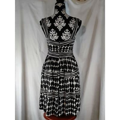 Nine West Womens Fit & Flare Dress Sleeveless Polka Dot Black & White Size 6 - Thumbnail 2