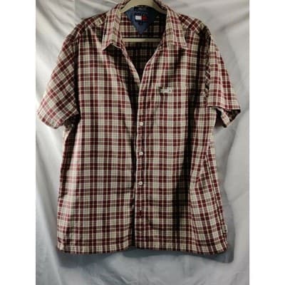 Vintage Tommy Hilfiger Jeans Plaid Shirt Short Sleeve Mens Size Medium - Thumbnail 11