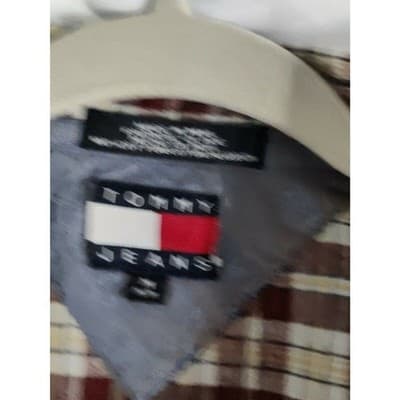 Vintage Tommy Hilfiger Jeans Plaid Shirt Short Sleeve Mens Size Medium - Thumbnail 3
