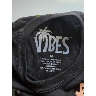 BAILEYS APPAREL Black Long Sleeve Graphic Tee Hustle Crown Graffiti Print Medium - Thumbnail 7