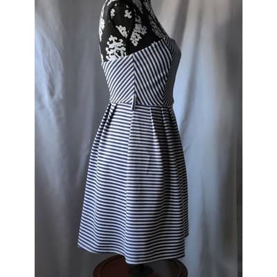Ya Los Angeles Striped Strapless Mini Dress Lined Womens Blue White Size Small - Thumbnail 6