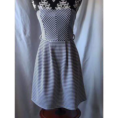 Ya Los Angeles Striped Strapless Mini Dress Lined Womens Blue White Size Small - Thumbnail 2