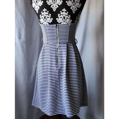 Ya Los Angeles Striped Strapless Mini Dress Lined Womens Blue White Size Small - Thumbnail 5