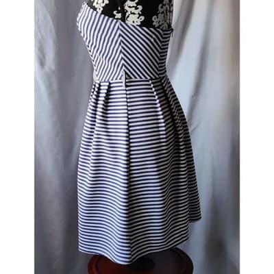 Ya Los Angeles Striped Strapless Mini Dress Lined Womens Blue White Size Small - Thumbnail 4
