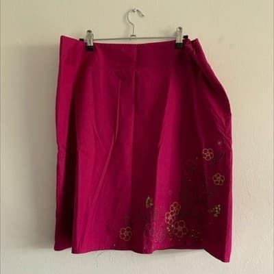 Fieldgear Magenta Pink Floral Embroidered Sequin Skirt Womens Plus Size 16 - Thumbnail 2
