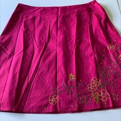 Fieldgear Magenta Pink Floral Embroidered Sequin Skirt Womens Plus Size 16 - Thumbnail 3
