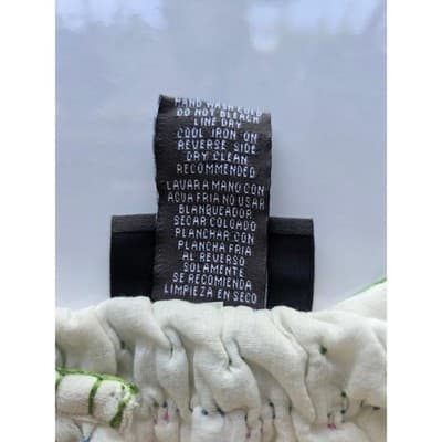 NOTATIONS CLOTHING Embroidered Smocked Neck Blouse White Cotton Long Sleeve Sz L - Thumbnail 4