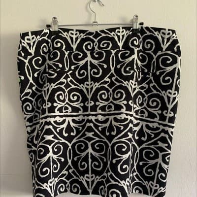 Dolcezza XXL Skort Black White Scroll Print Lime Green Trim Golf Tennis Skirt - Thumbnail 2