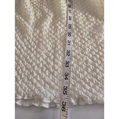 Culture Code Textured Puff Sleeve Drop Waist Midi Dress Cream M - Thumbnail 6