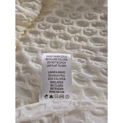 Culture Code Textured Puff Sleeve Drop Waist Midi Dress Cream M - Thumbnail 5