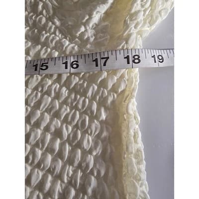 Culture Code Textured Puff Sleeve Drop Waist Midi Dress Cream M - Thumbnail 8